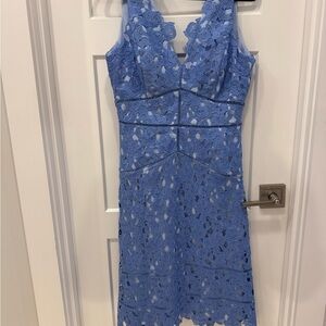 Vineyard Vines Blue Sheath Midi Dress V-Neck Sleeveless 4 NWT